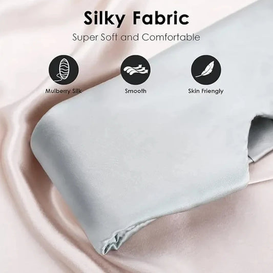 Silky fabric with text highlighting its softness and comfort on a light background