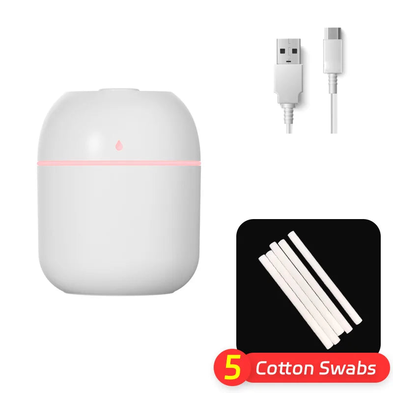 White electronic device with a USB cable and cotton swabs on a white background