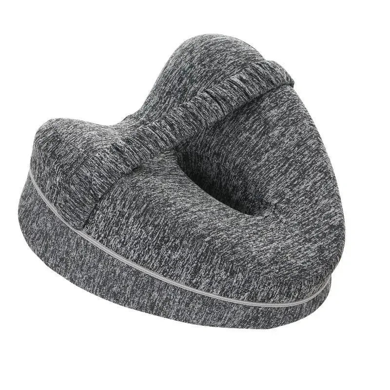 Gray fabric neck pillow on a white background