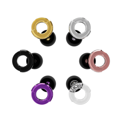 Set of colorful metallic rings on a white background