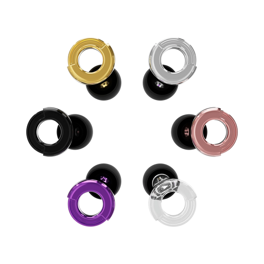 Set of colorful metallic rings on a white background