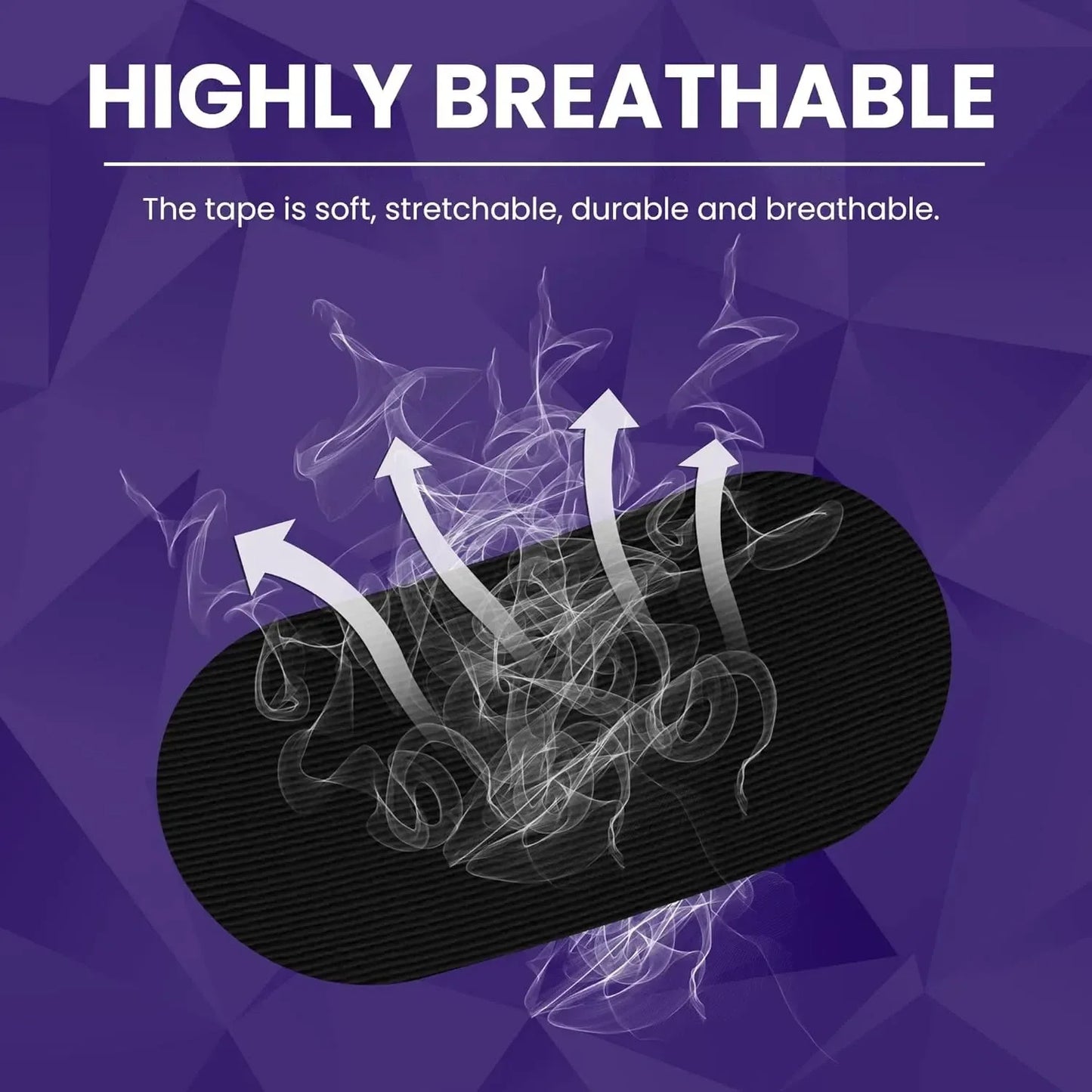 Tape with breathable material on a purple geometric background