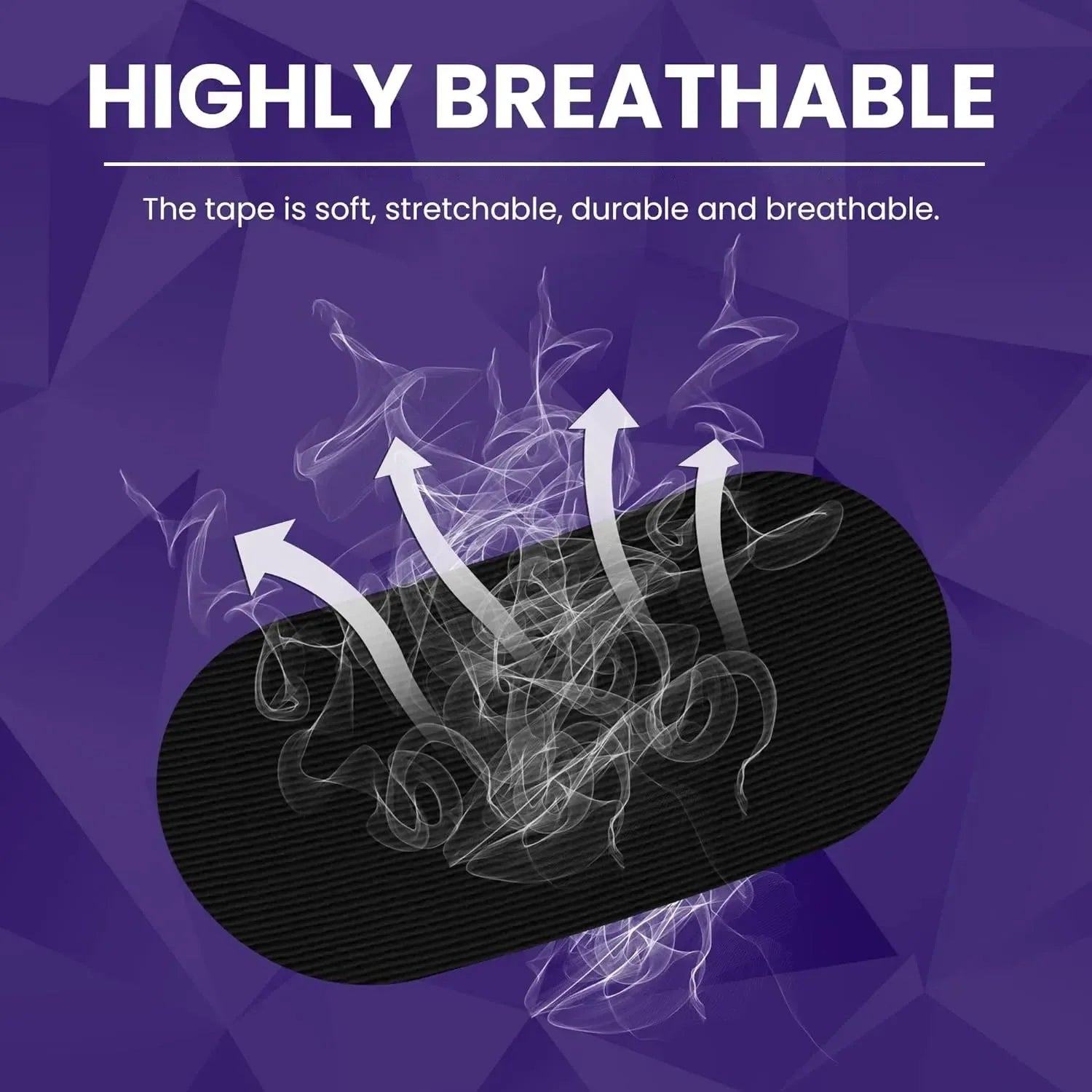 Tape with breathable material on a purple geometric background