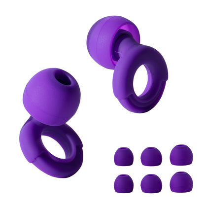 Purple silicone ring set with additional rings on a white background