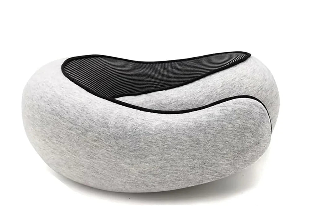 Gray neck massager with black interior on a white background