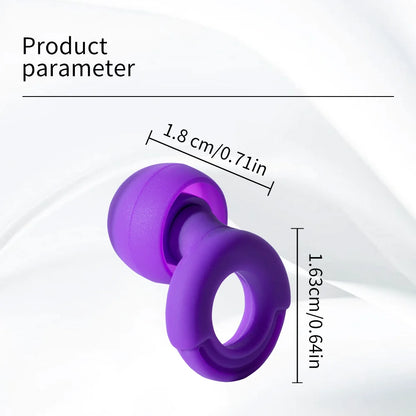 Purple silicone ring with measurement details on a white background