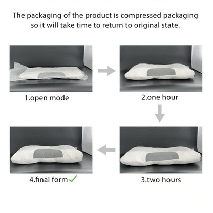 Illustration showing the process of a product returning to its original form after being compressed.